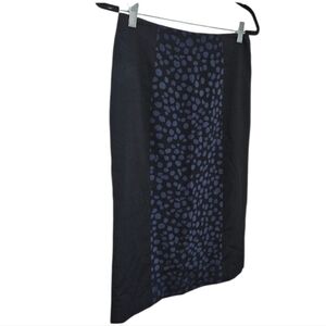 Holmes & Lang Pencil Skirt Black Blue Dots Women's Size 6 Silk Professional USA